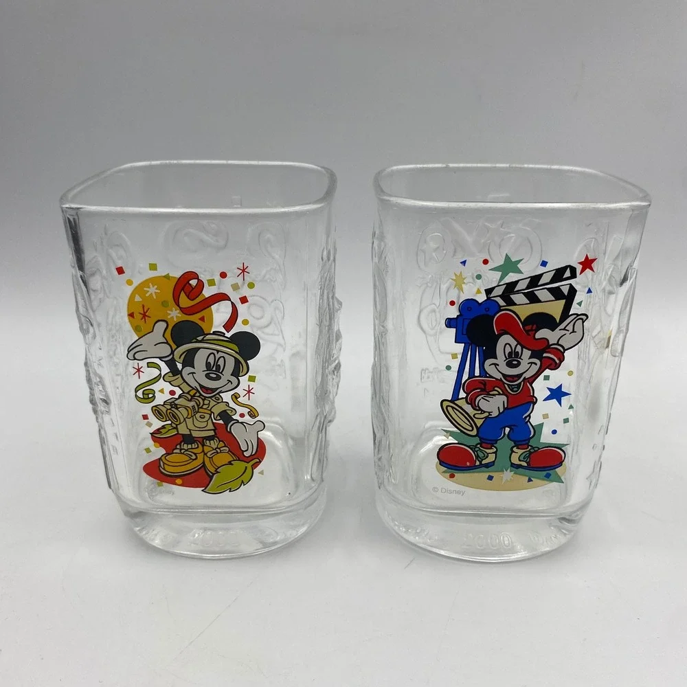 Disney‎ World 2000 Celebration Glass Set Mickey Mouse Animal Kingdom Studios 2pc